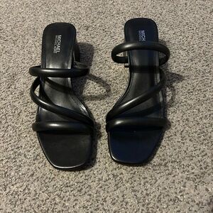 Michael Kors Lana black mid heel with silver trim NWOT